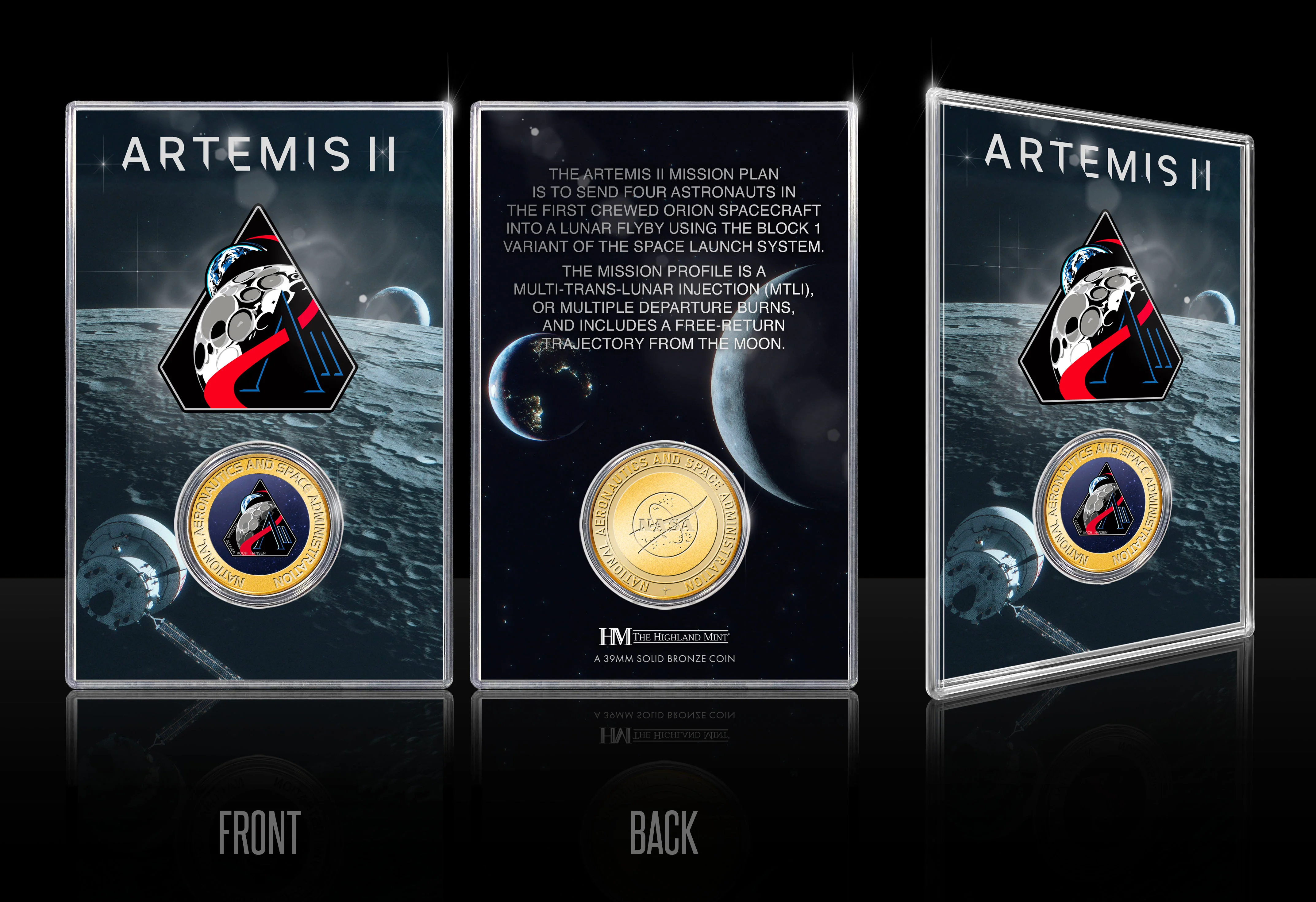 Artemis II Mission Commemorative Bronze Acrylic Coin Holder