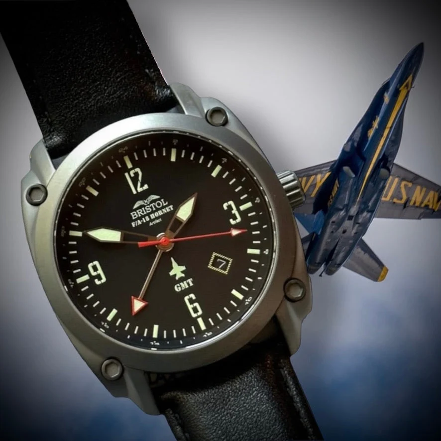 F-18 Hornet Tribute - Gun Metal Finish, Black Dial, Black Leather Band - Image 3