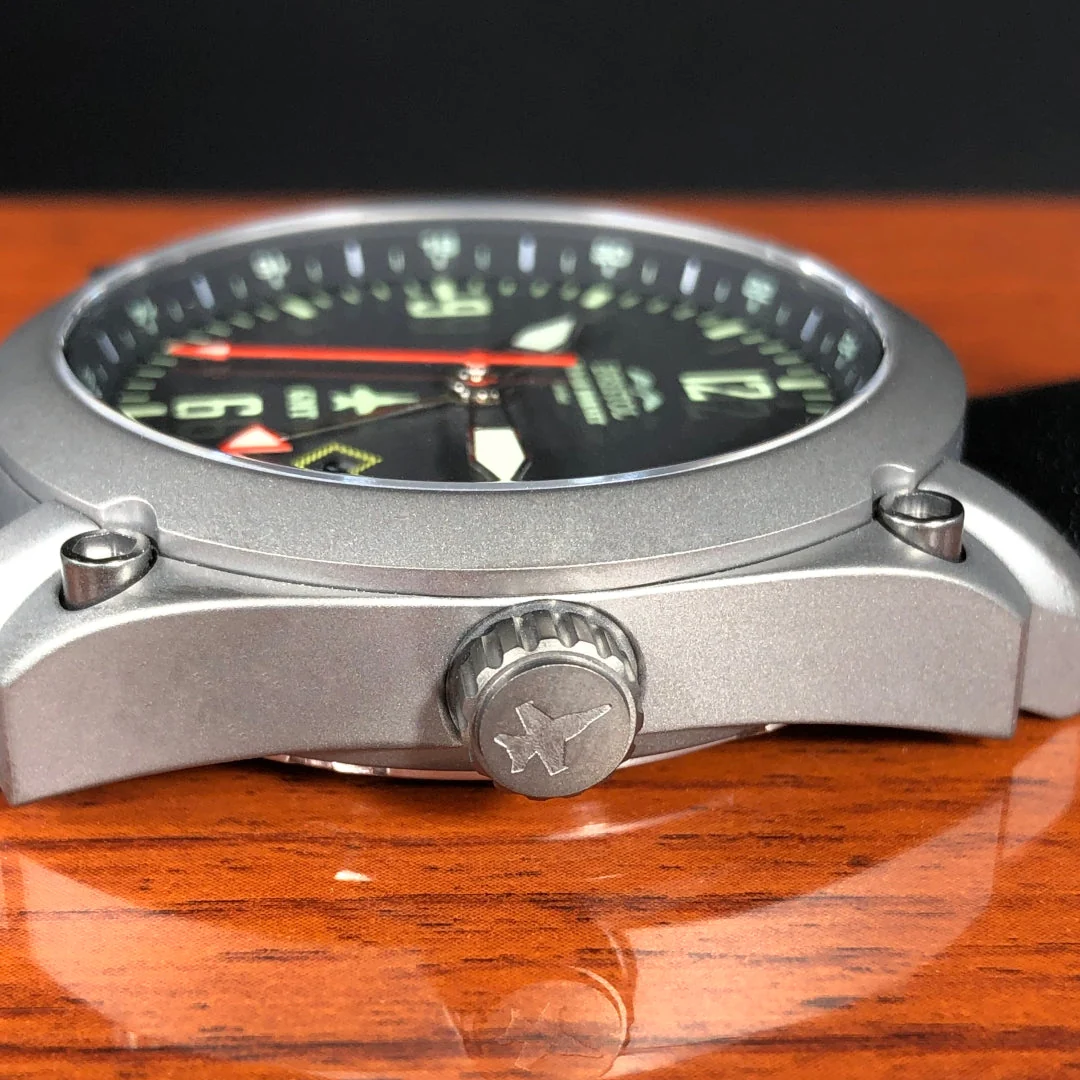 F-18 Hornet Tribute - Gun Metal Finish, Black Dial, Black Leather Band - Image 7