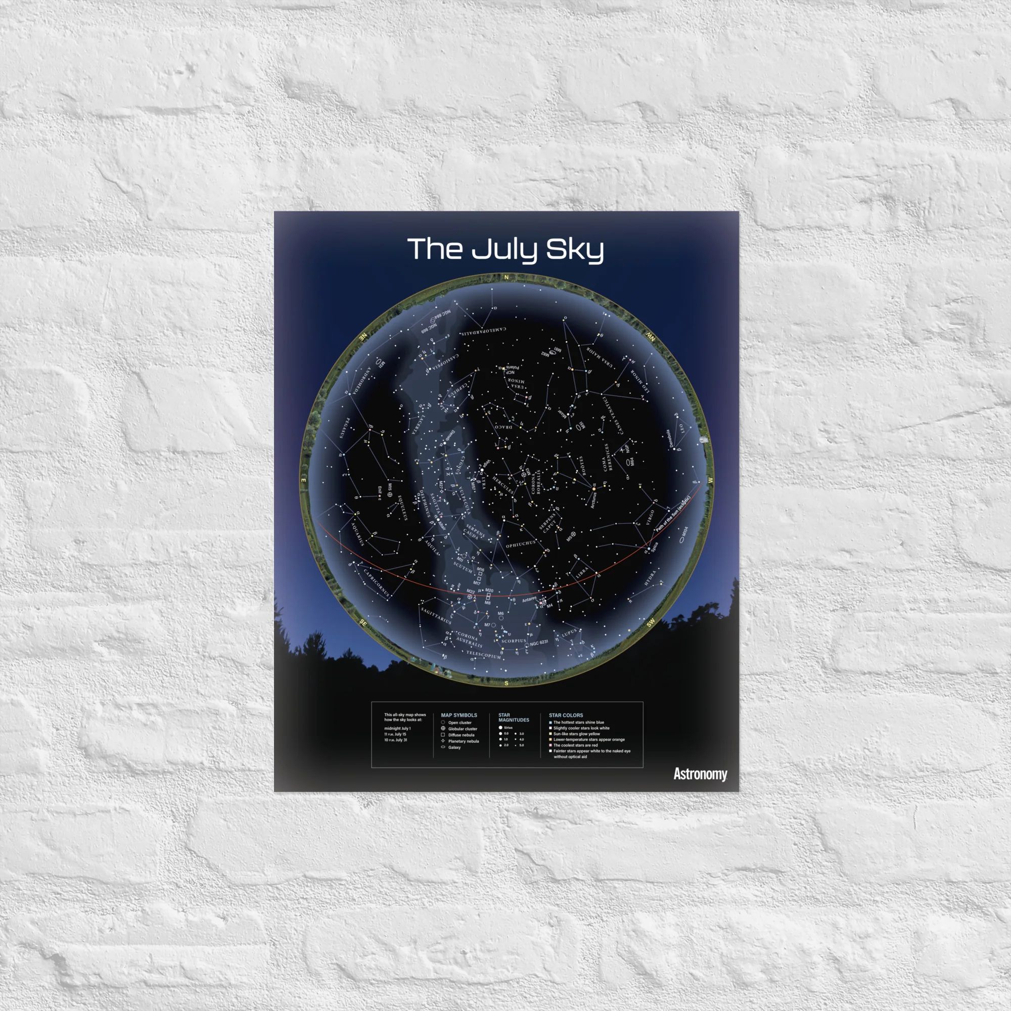 July Sky Map Poster - 16"x20"