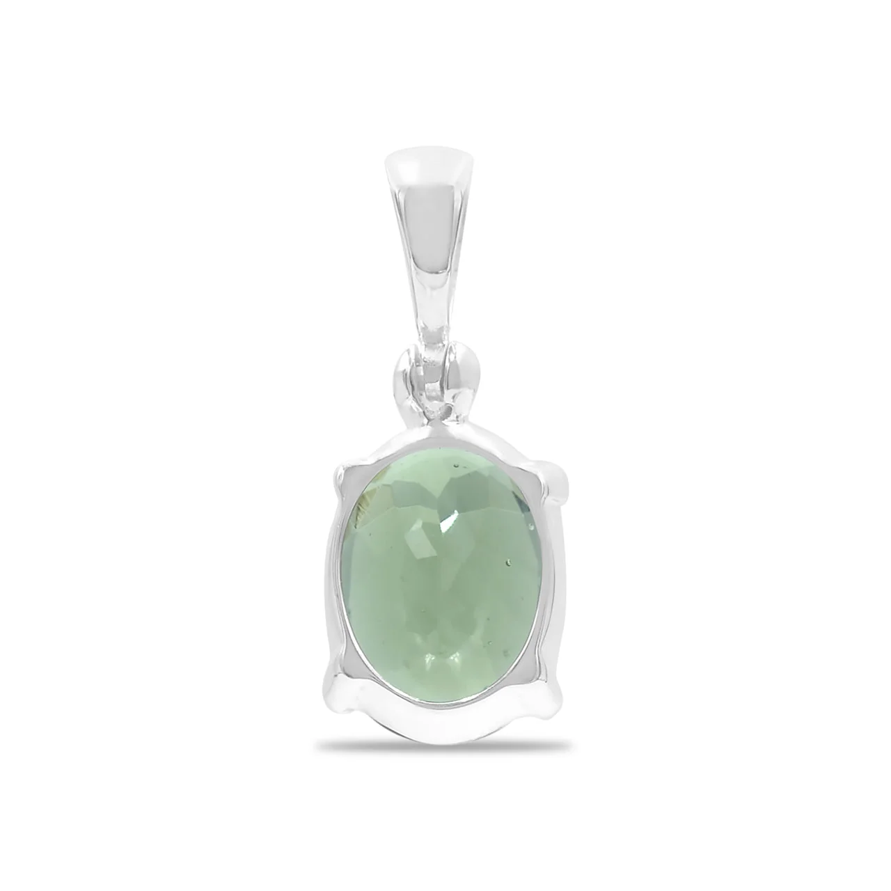 Starborn Oval Faceted Moldavite Prong Set Pendant in Sterling Silver - Large - Image 5